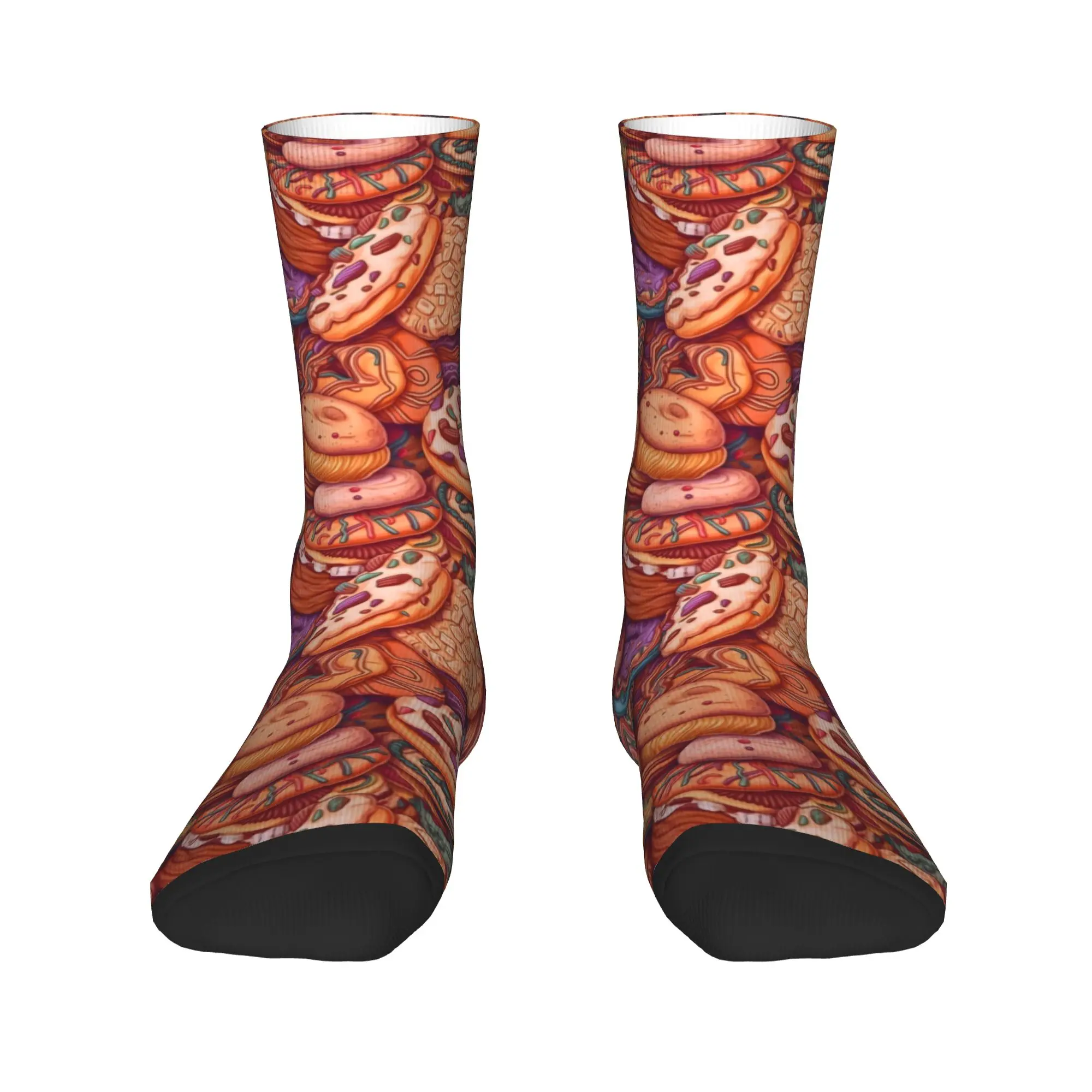 

Носки с узором печенья в стиле ретро, мужские и женские теплые модные новые носки для экипажа