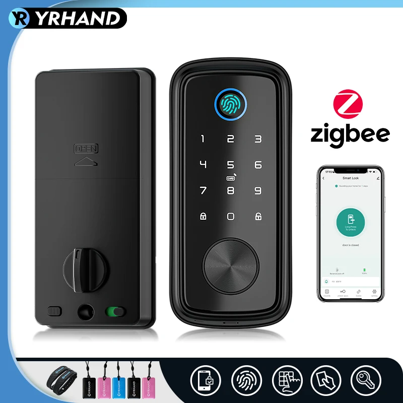 

Tuya Zigbee Smart Deadbolt Locks for Front Door Alexa WiFi tuya app Biometric Fingerprint keyless Entry Keypad door lock