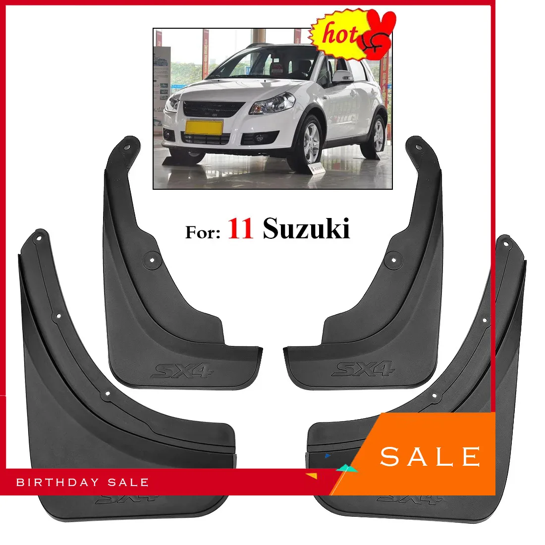 Car Mud Flaps For Suzuki SX4 2011 Hatchback & Crossover Mudflaps Splash Guards Mud Flap Mudguards 2011 Auto set Accessories