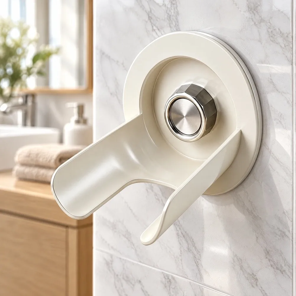 ABS Hair Dryer Holder Wall Mounted with Cord Management System Fits Most Hair Dryers for Bathroom or Cabinet Door Setup