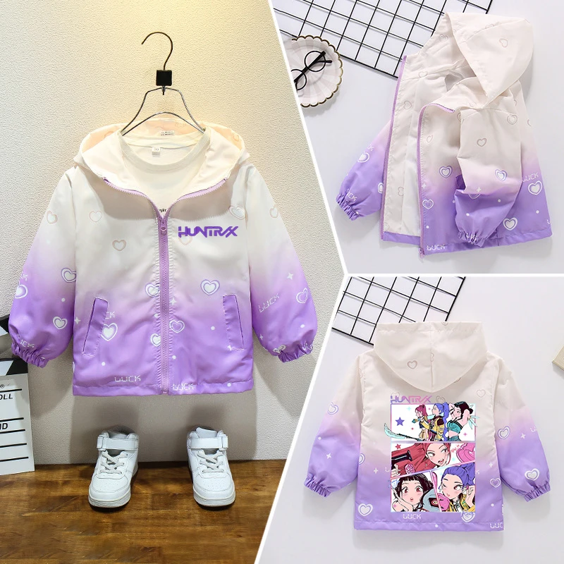 

Kpop Demon Hunter Autumn Winter Zip Jacket Kid Outdoor Jackets Cartoon Girls Sweatshirt Coats High-Quality Windbreaker Girl Gift