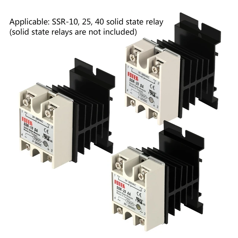 Solid State Relay Heat Sink,6PCS Aluminum Heatsink PID Temperature Controller Heat Sink For SSR-10,25,40A