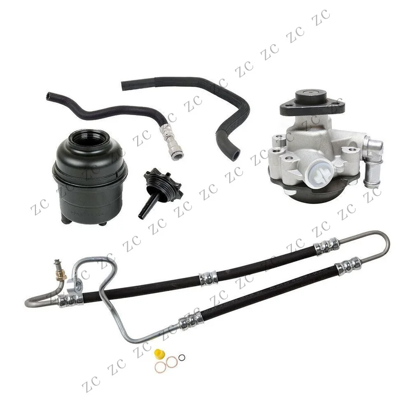 S+ Power Steering Pump+Hoses+Reservoir with Cap Kit for BMW E46 325i 330i 2001-2005