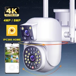 Cámara de seguridad inalámbrica IPC360 HOME 4K 8MP Dual Lens WIFI 2K 4MP Dual Screen PTZ, impermeable para exteriores, seguimiento automático