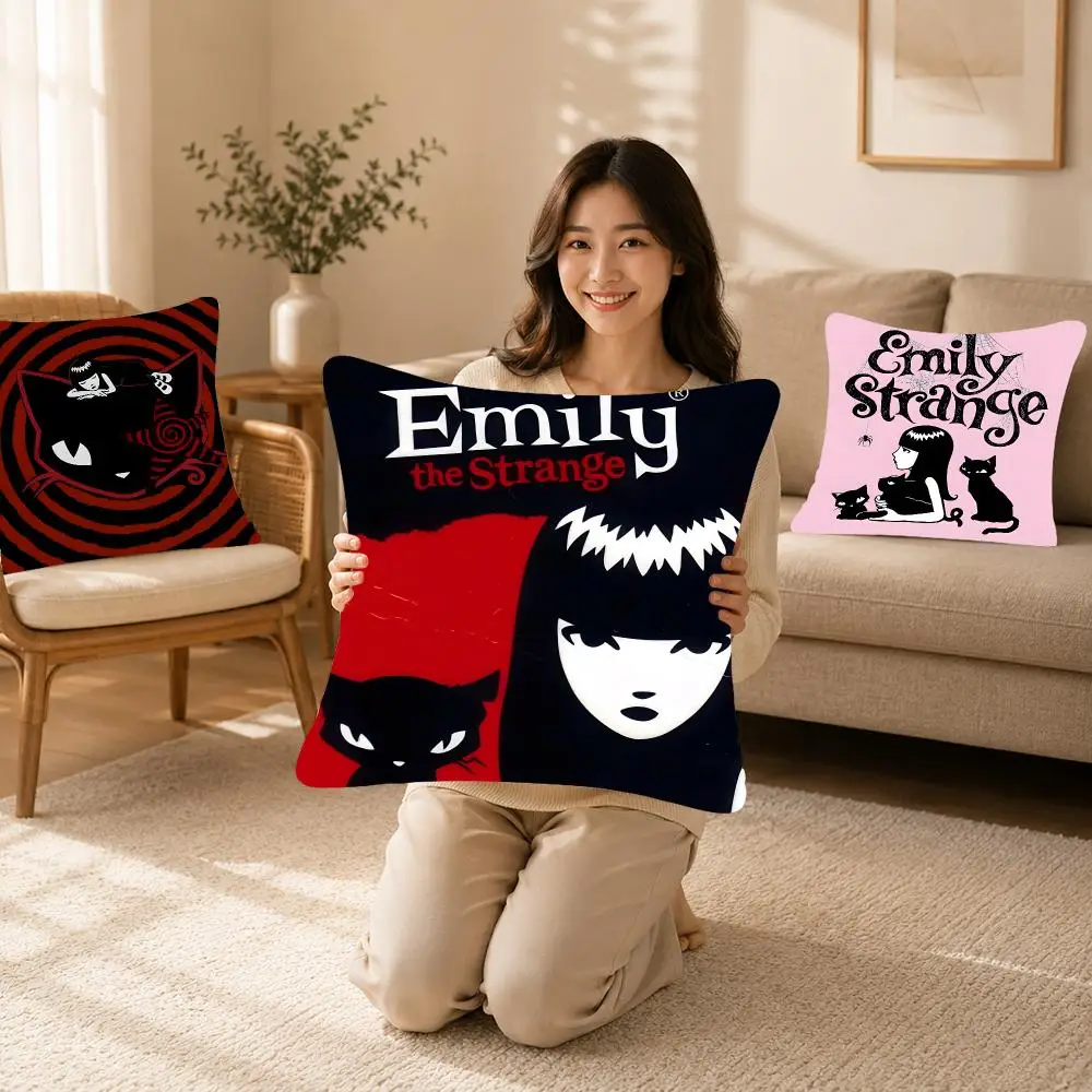 Character Art Emily The Strange Cushion Cover Bedroom bed reading backrest cushion Festive plush holiday Soft plush throw