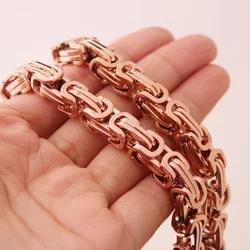 Fashion Rose Gold color Womens Male Stainless Steel 4/5/8mm Chain Necklaces Byzantine Style Mens Jewellery, Wholesale or retail