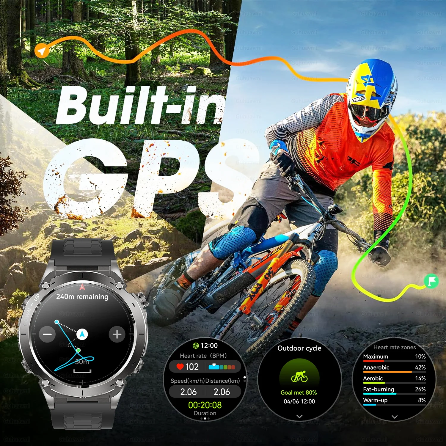 GPS ساعة ذكية 2025 جديد لنظام أندرويد IOS العسكرية ساعة ذكية 5ATM مقاوم للماء البوصلة المدمج في GNSS في الهواء الطلق المقتفي ساعة الاتصال