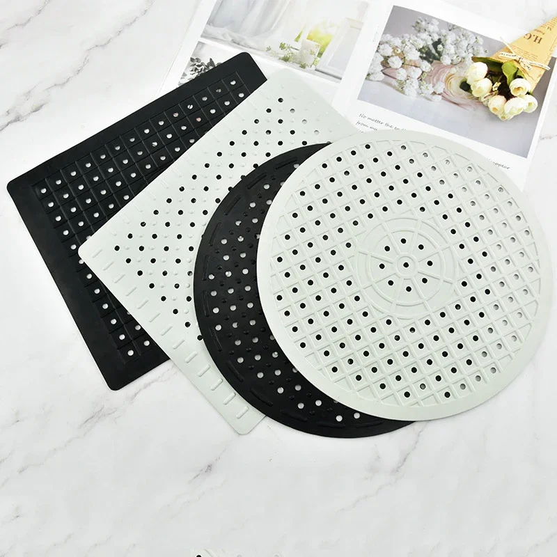 Square Kitchen Insulation Mat Rubber Wave Pattern Sink Drain Pad Waterproof and Non Slip Kitchen Circular Tableware Pad