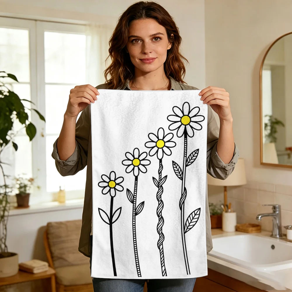 1pc/2pcs Printed Daisy Kitchen Towel-Super absorbent, reusable polyester dishcloths perfect for home decor, cooking, baking and