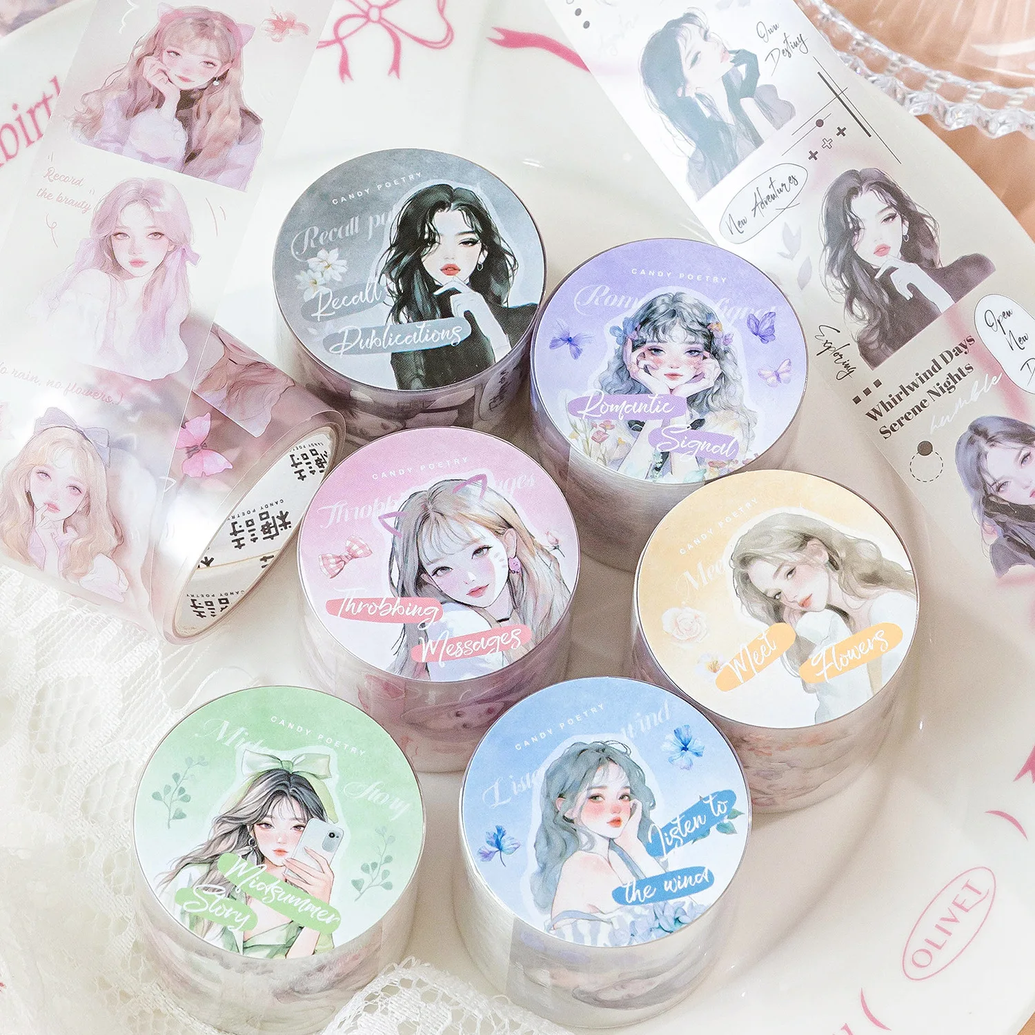 1pcs DIY Decoration Adhesive Tapes Japanese Heartbeat Paradise Washi Tapes Masking Tapes stickers stationery