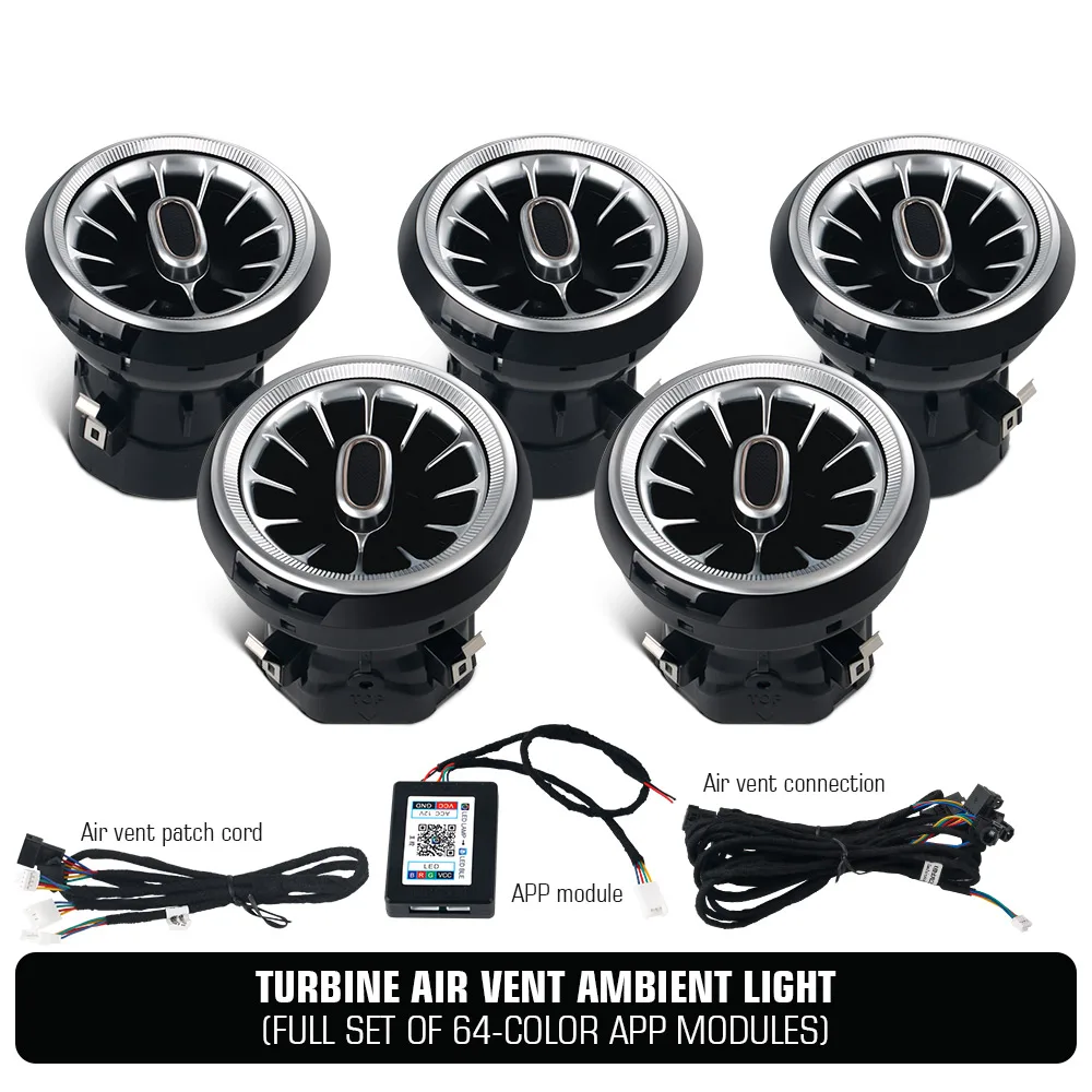 For Mercedes Benz W205 GLC X253 CLA GLA W176 C117 X156 W177 C118 Ambient Light Turbine Air Vent Interior Decoration App Control