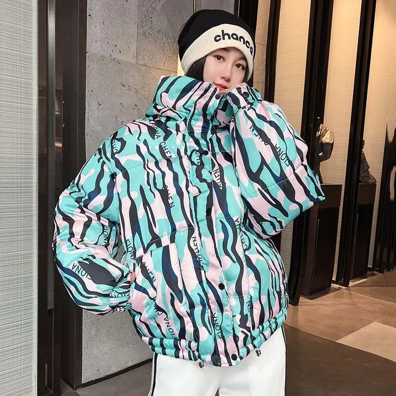 

Women's Coat winter autumn Jacket Outerwear Warm Fleece Lined Puffer Short Fashion Floral Quilted Preppy Cotton Coat