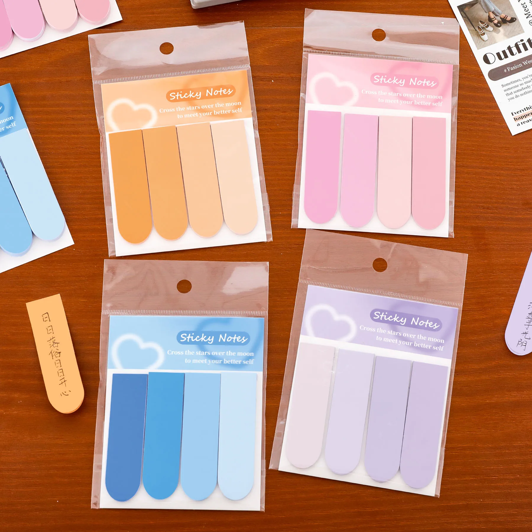 80/240/320 Sheets Gradient Self-Adhesive Sticky Notes Creative Memo Pads for Students School & Office Stationery