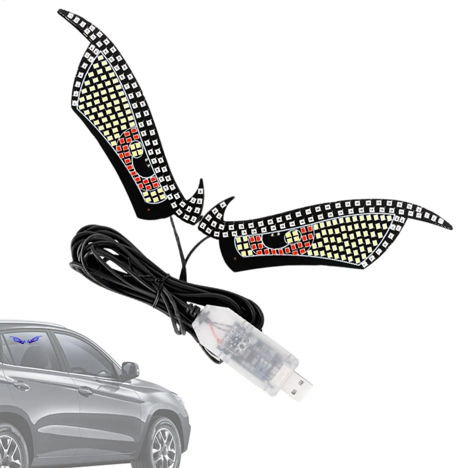 Eyes For Car Windshield 11 Modes LED Warning Waterproof Decoration Funny Car Window Sign For Truck Motorcycle Bike Cart Vehicles