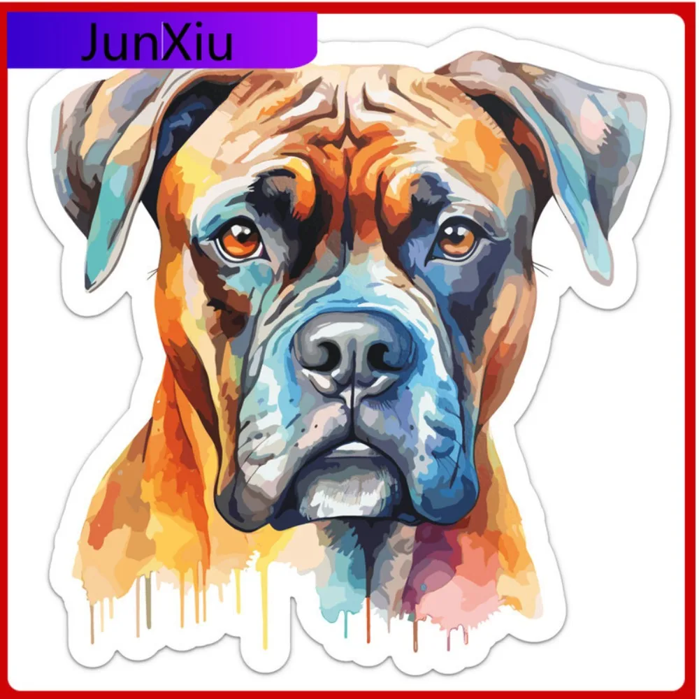 Colorful Watercolor Boxer Dog - Car Bumper Sticker Vinyl Art Decal