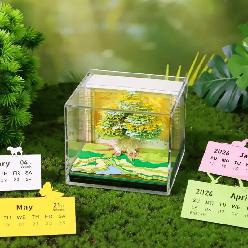 

Календарь «Двадцать двадцать шесть» на дереве с кнопкой на батарейке, подчеркивающий праздничные маркеры и элегантный 3D-план