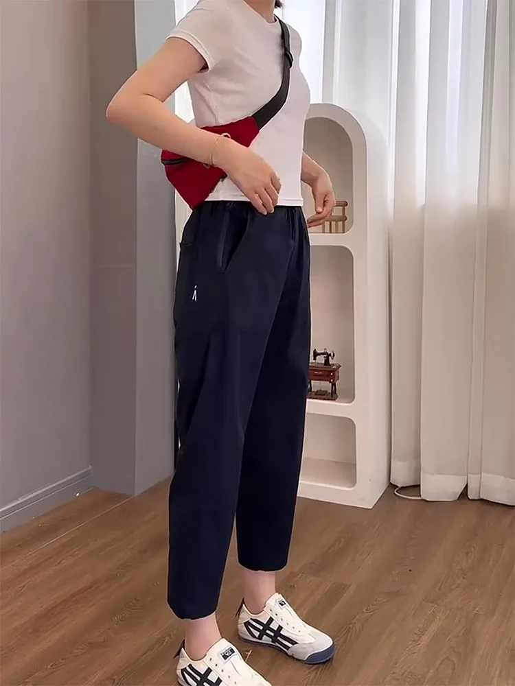 퀴 드라이 할란 팬츠 여성용 여름 신상 팔각 팬츠 배형 체형 슬림 캐주얼 스포츠 팬츠