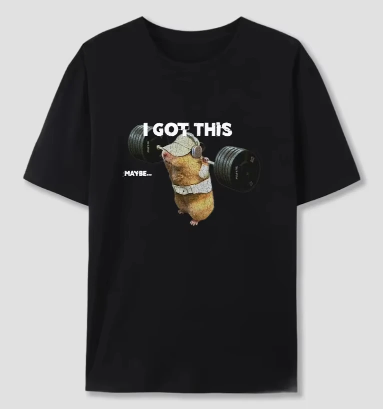 Unisex T‑shirt Funny Meme Animal Graphic Tee Crew Neck Short Sleeve Cute Cat Hamster Planet Fitness Humor Casual Print Top