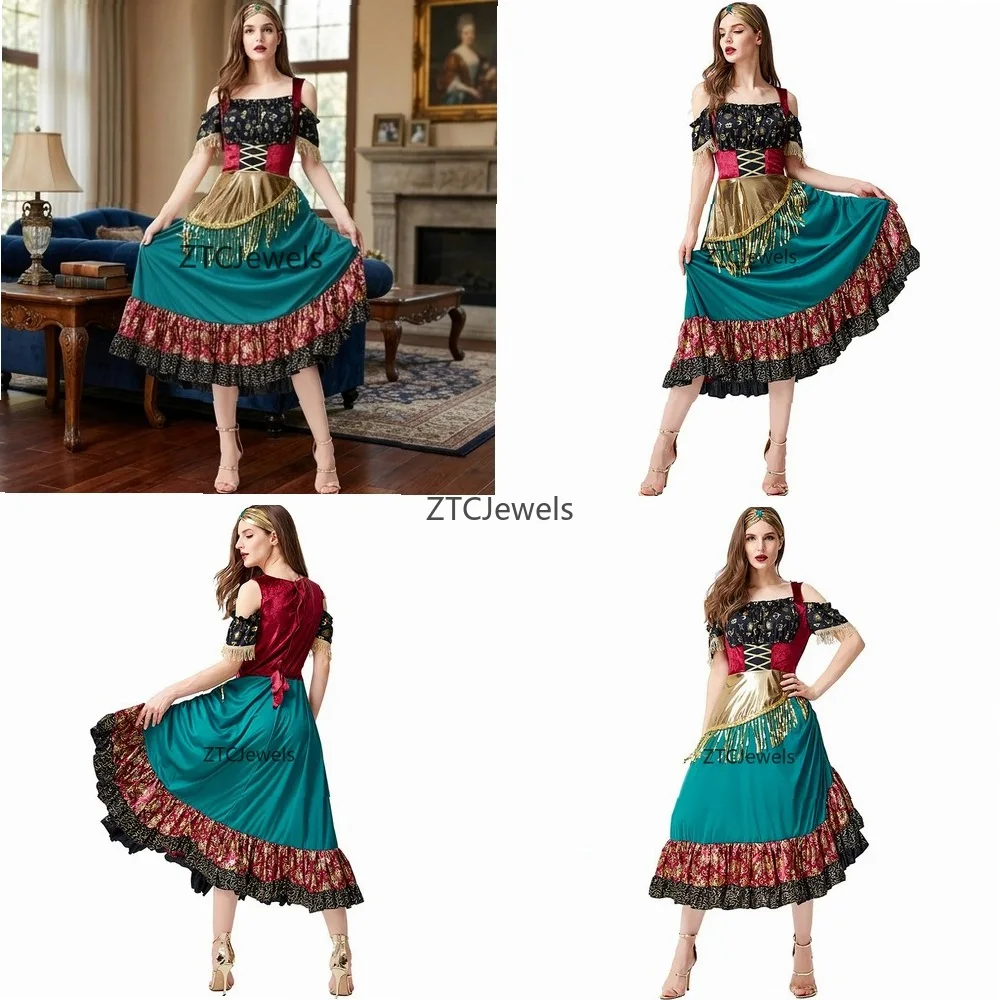 

Mystic Gypsy Fortune Teller Costume Halloween Cosplay Dress For Women Fancy Dress Party