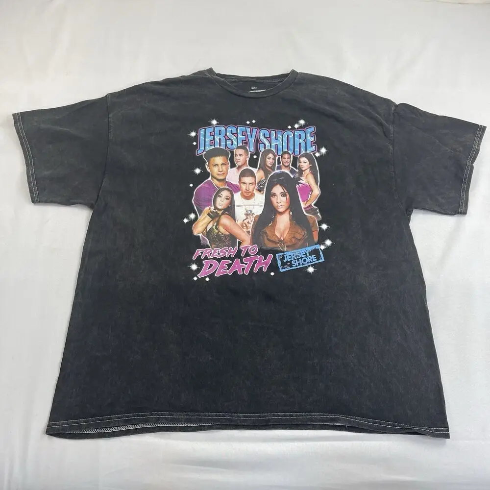 Jersey Shore Characters Graphic T-Shirt Adult Size 2X-Large Color Washed Black