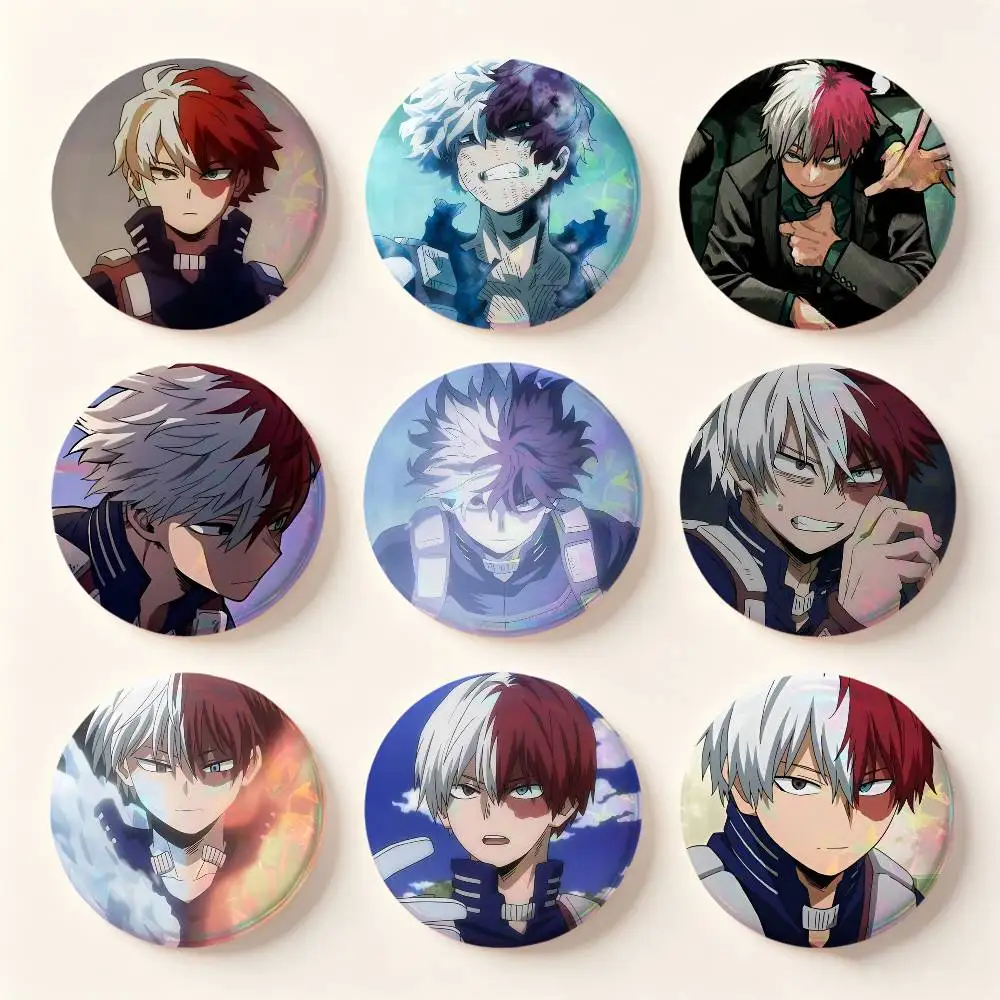 Cartoon Character Shoto Todoroki Badges Button Round Creative Pin Brooch Badge Bag Decor Accessories Fans Collect Friends Gifts