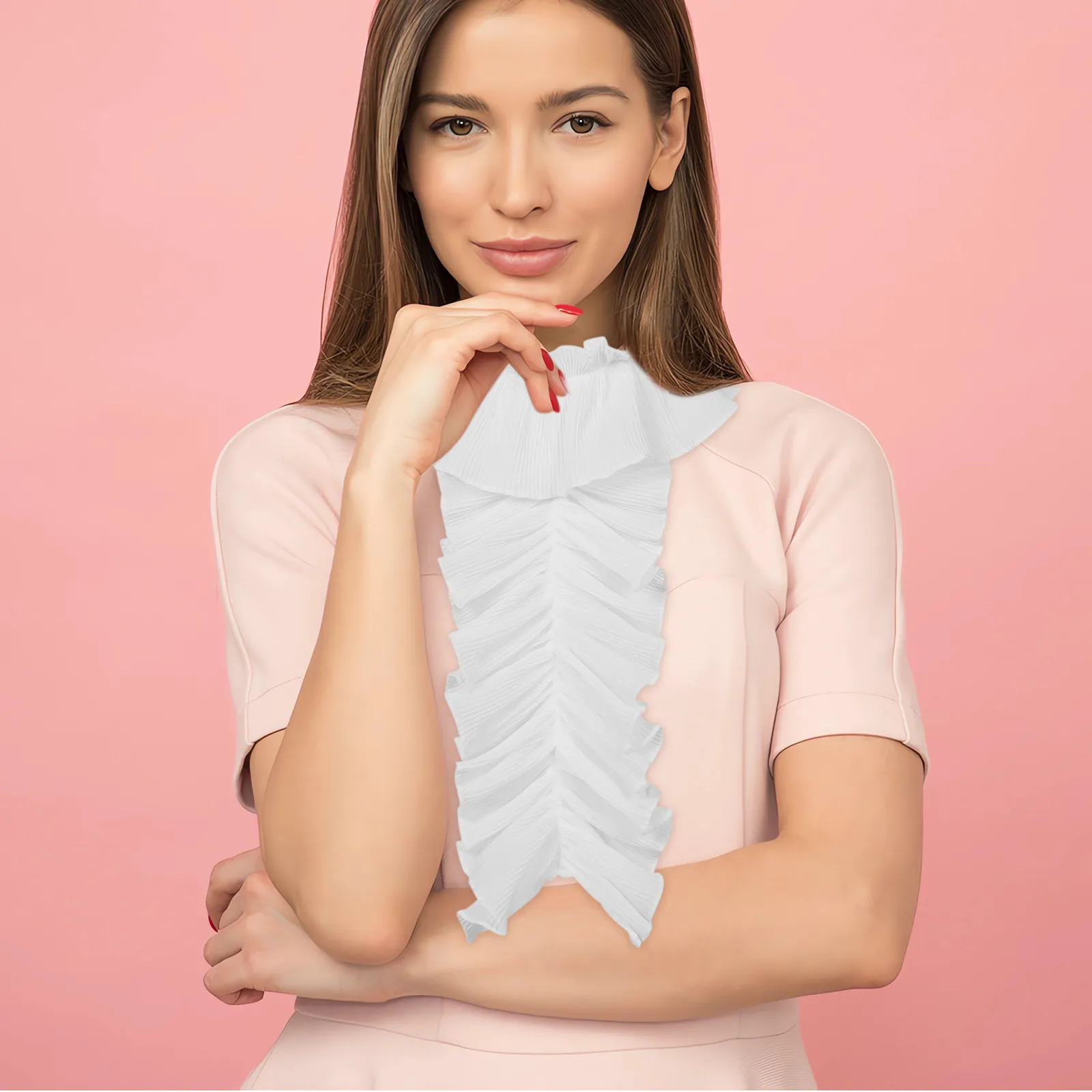 Women Detachable False Collar French Pleated Style Ruffled Decorative Shirt Collar Multi Purpose Elegant Clothing
