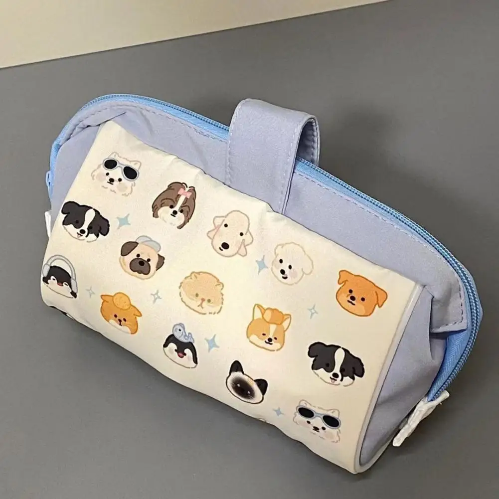 Bolsa de lápis de lona com fecho zipper, lápis, saco de armazenamento bonito impressão, papelaria portátil para escola