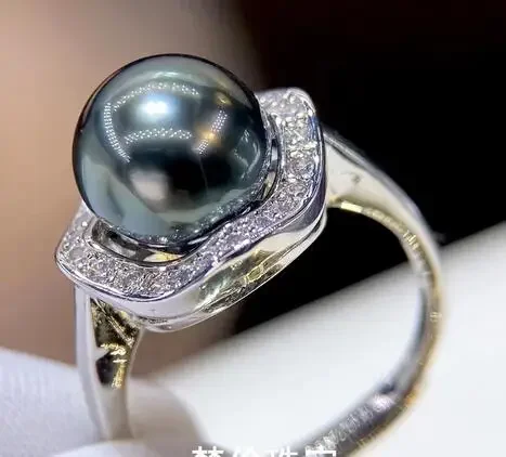 1pc natural Freshwater shell pearl zircon crystal rings bead ring Jewellery