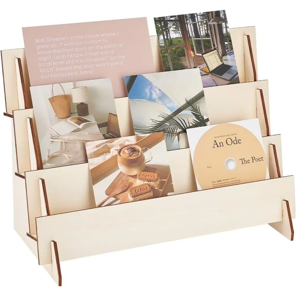 

3-Tier Greeting Card Display Stand Wooden Sticker Display Stand Wooden Stickers Display Risers Greeting Card making kit