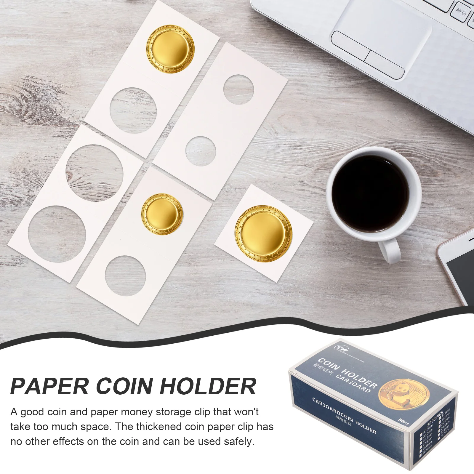 

200pc Coin Paper Clip Holder for Coins Dollar Commemorative Storage Protector Organizer Case Collectors Display Supplies Clear