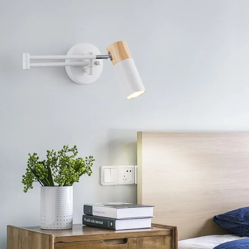 Modern Wall Lamp Restaurant Bedside Bedroom Retractable Swing Arm Folding Study Reading Eye Protection LED Lamps Indoor Fixtures