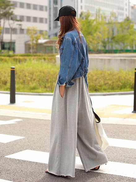 Solid Color wide leg pants, casual pants