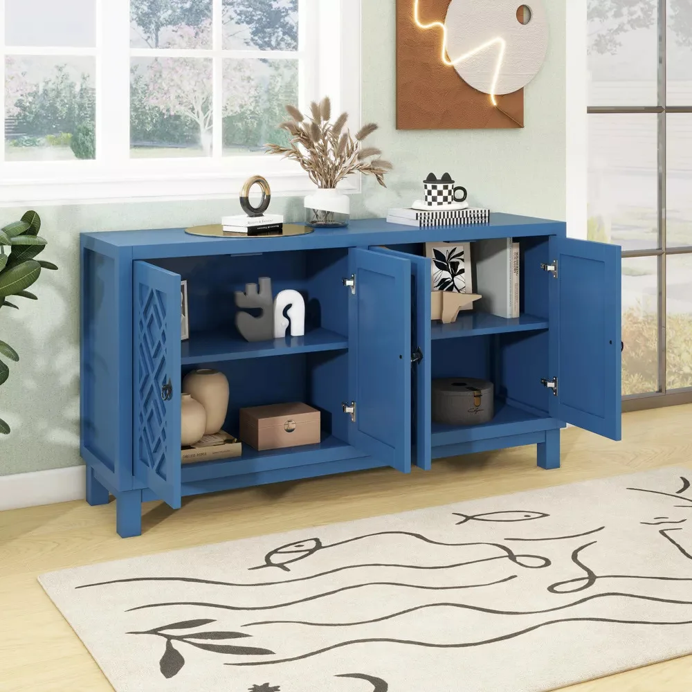 

Custom Elegant Design Classic Navy 4 Door Sideboard with Grip Handle for Living Room Kitchen