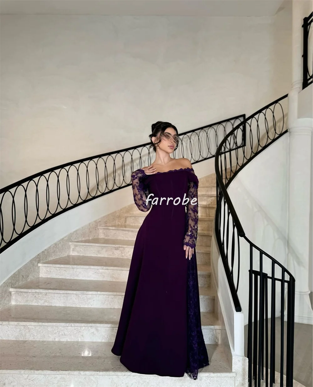 Customized Elegant Fashion Jersey Applique Pleat Draped A-line Off-the-shoulder Long Dresses Bespoke Occasion Dresses Sizes Avai