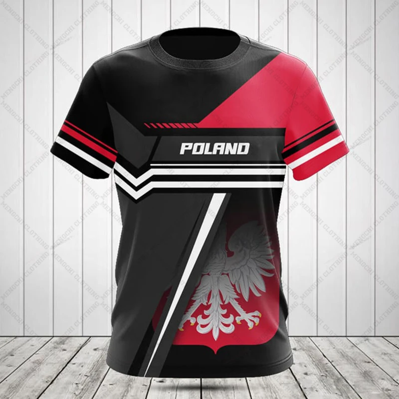 Custom Name Summer Casual Poland Flag Graphic T-shirts Boys and Girls Fashion Short Sleeve Streetwear Loose Jersey Fast Dry Tops