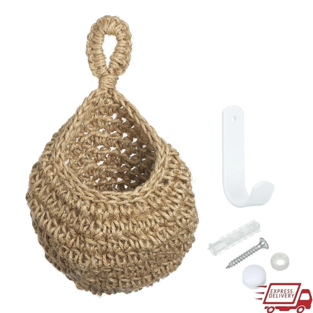 

Настенная корзина ручной работы для домашнего хранения, кухонная кладовая, органайзер для овощей и фруктов с ретро-крючками, прочная хлопчатобумажная веревка