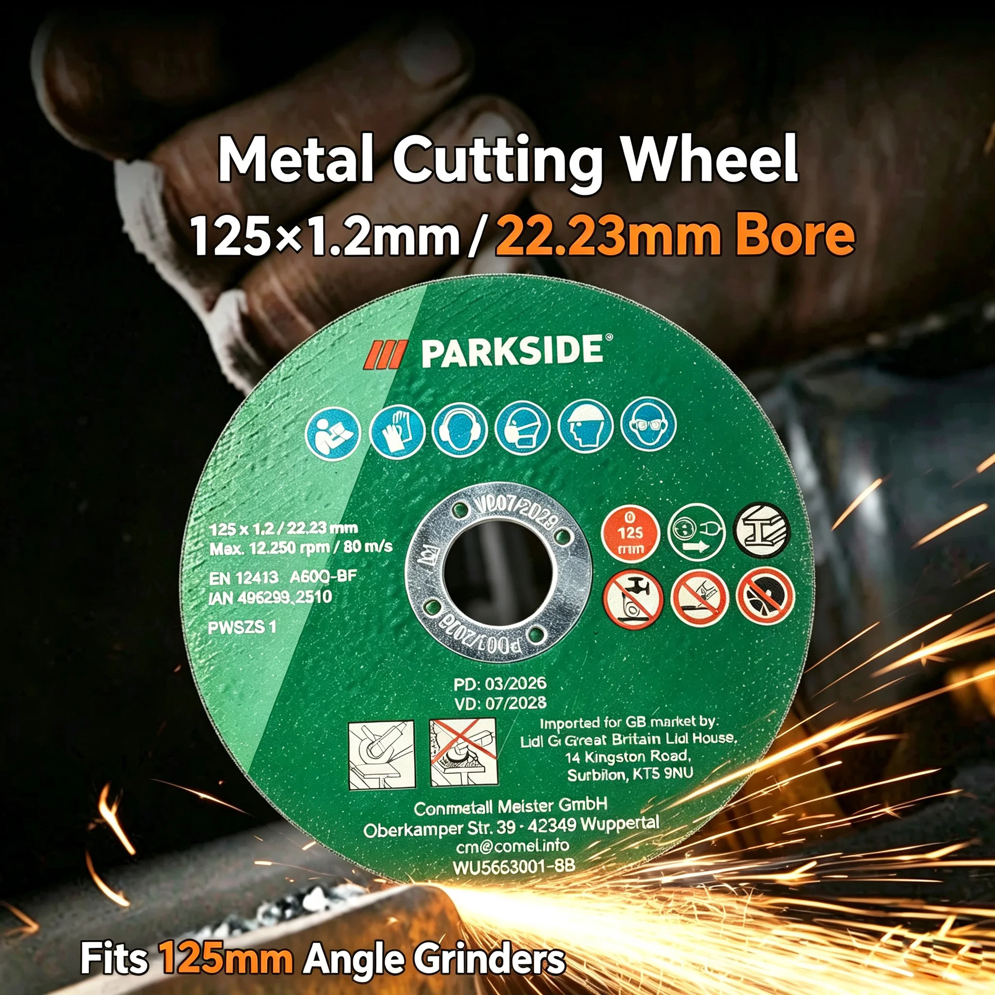 125 X 1.2mm Thin Metal Cutting Disc Resin Abrasive Cut-off Wheel with 22.23mm Inner Hole for Angle Grinder up to 12250 RPM