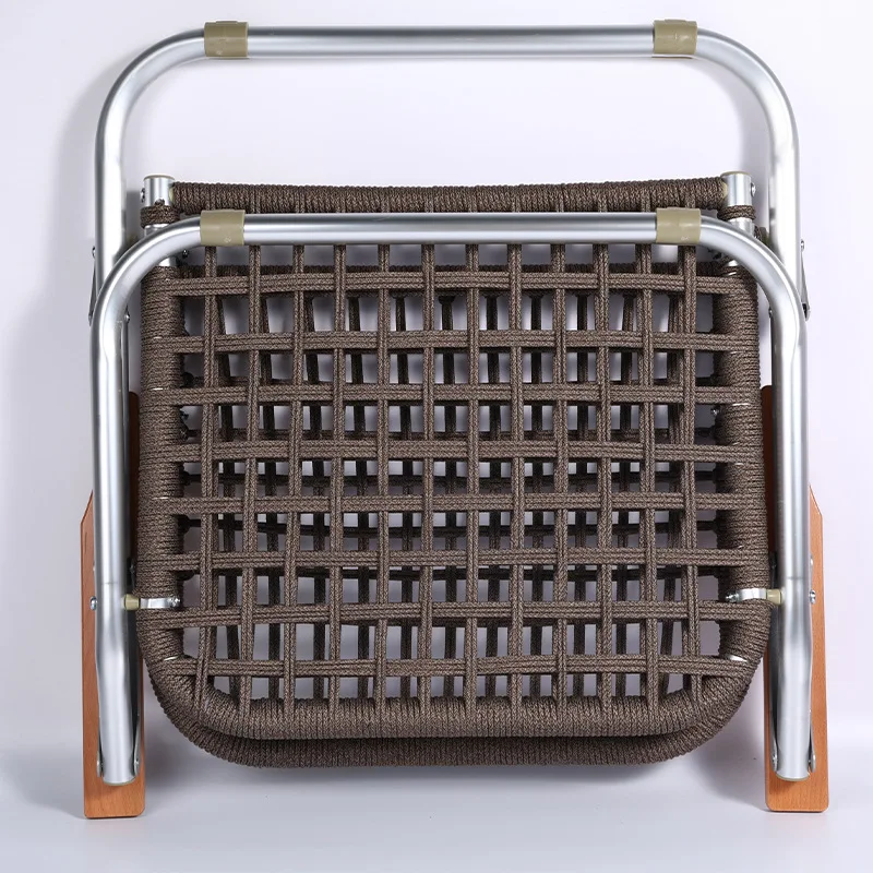 DSA pure hand-woven rattan short outdoor foldable camping chair aluminum alloy braided rope single chair with backrest chair
