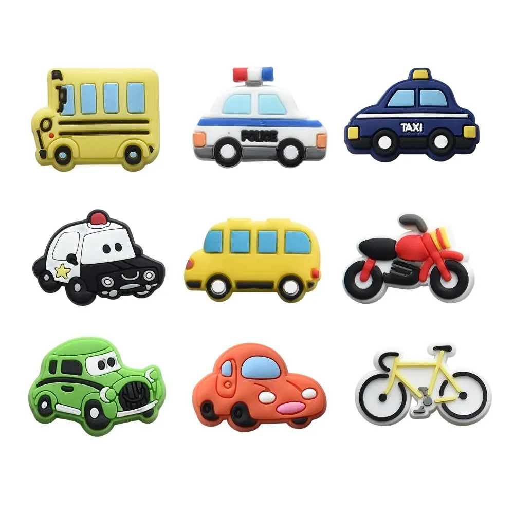 9PCS Different PVC Shoe Charms Cartoon Car Shoes Decorations Bracelet Wristband Accessories for Boys Girls Party Gifts