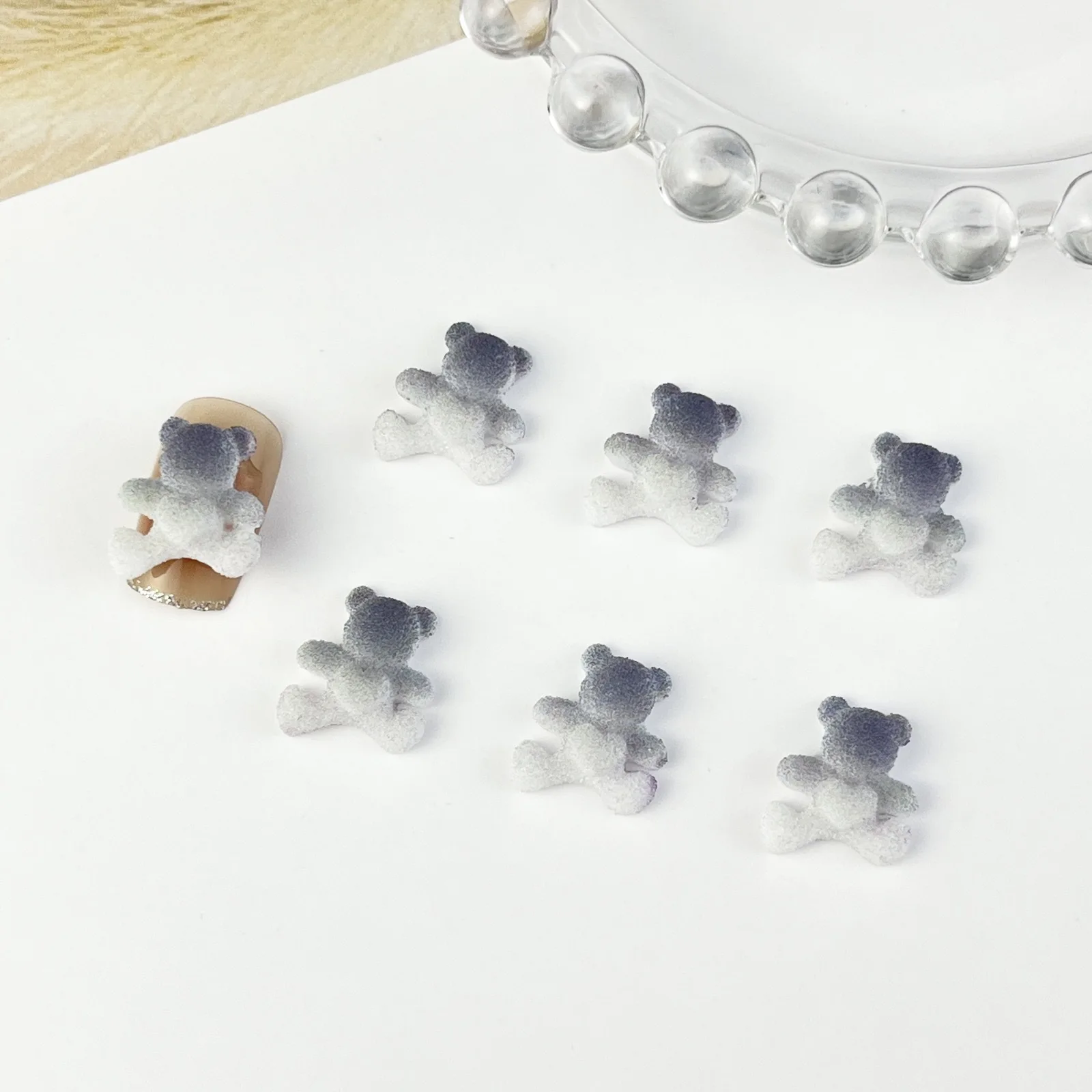 20 pçs kiyomi açúcar barriga urso acessórios luminoso gradiente areia urso bugigangas adorável babybear resina diy ornamentos de unhas 404art