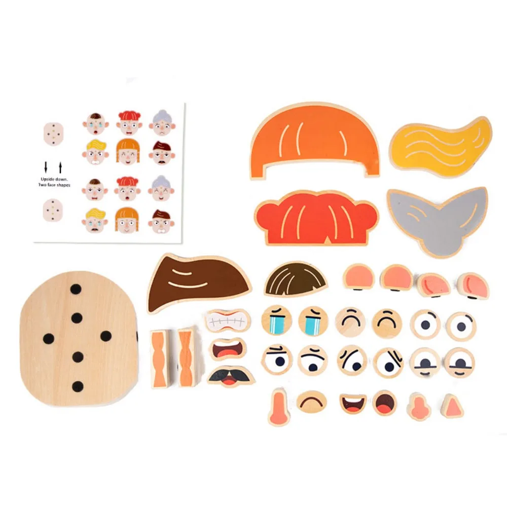 

Jigsaw Toys 3D Animal Puzzles Toys Montessori Character Wooden Face Changing Blocks Logical Thinking Challenges