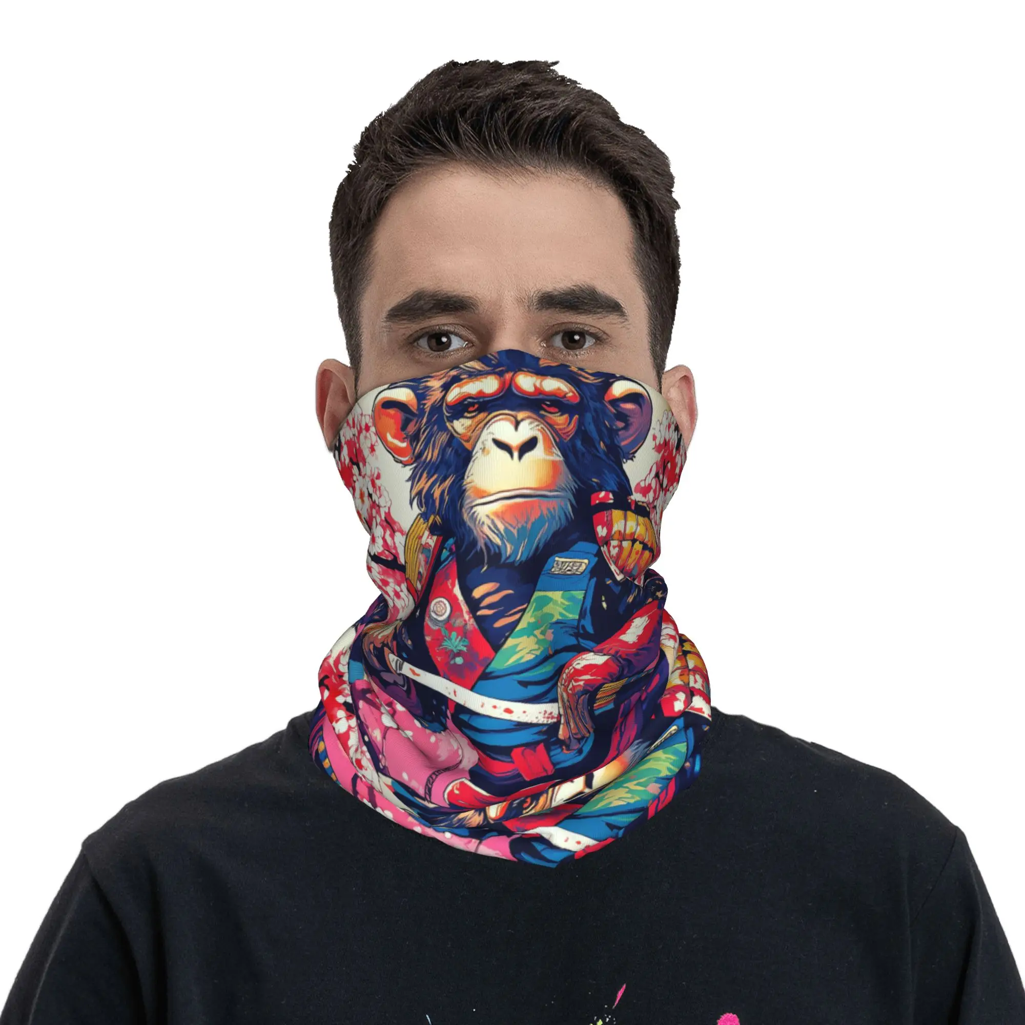 Ninja Monkey Print Bandana Neck Gaiter Printed Wrap Scarf Warm Balaclava Cycling For Men Women Adult All Season