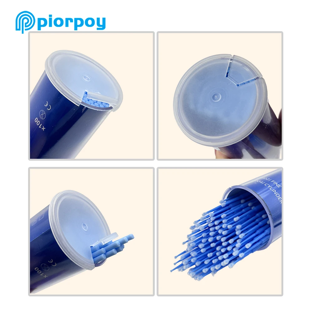 PIORPOY-microcepillo Dental desechable de 100 piezas/botella, cepillo aplicador de odontología Oral, herramientas de extensión