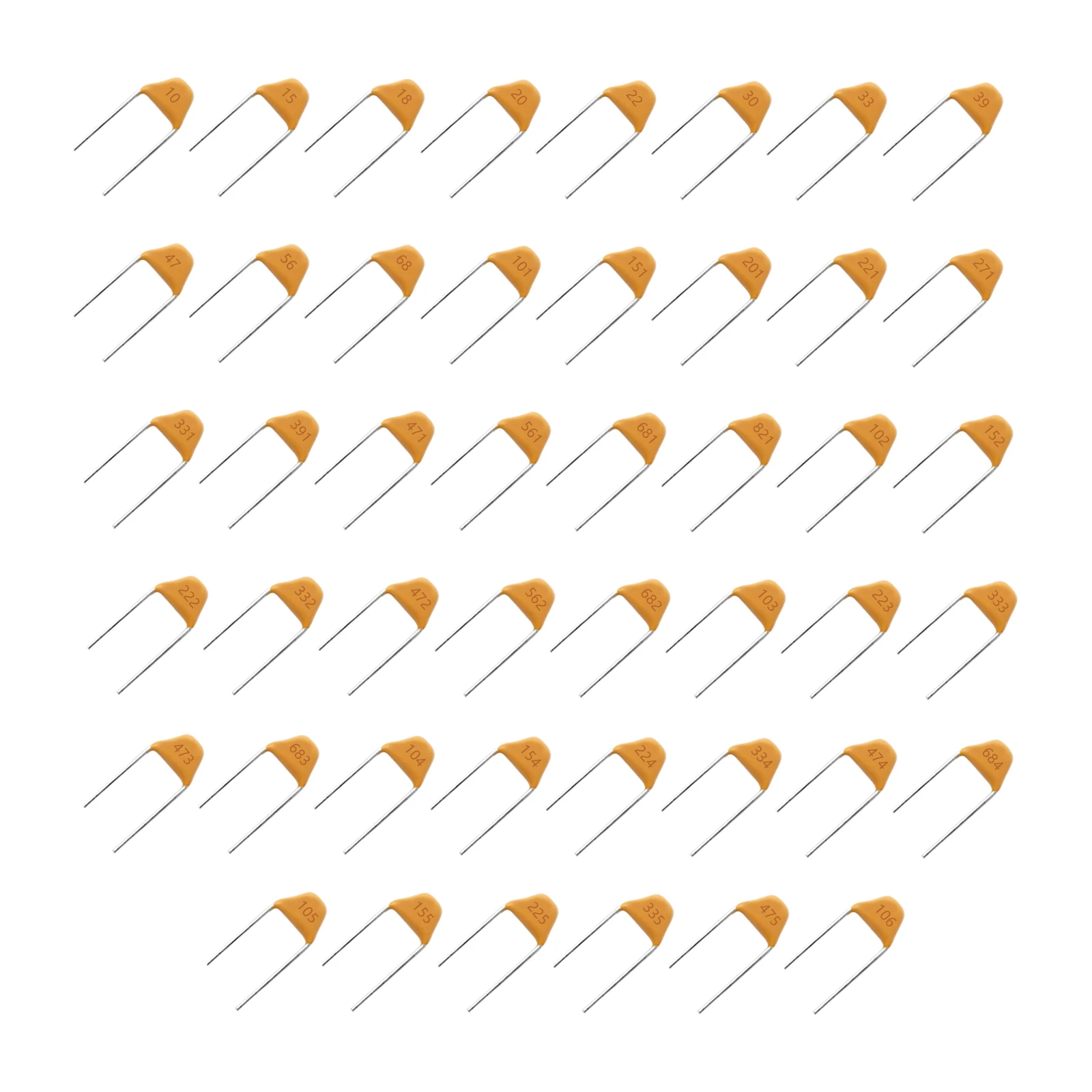 46 Values 50V Monolithic Ceramic Capacitor Kit 1/1.5/2.2/3.3/4.7/10/15/22/33/47/100/220/330/470 pF nF uF mlcc 104 Total 460 Pcs
