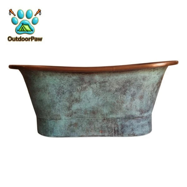 Green Patina Antique Finish Freestanding Soaking Copper Bathtub High Quality Handmade Elegant Foot Freestanding Tub Bathtub