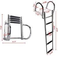 Brand new NEW 3/4-step boat ladder stainless steel boarding telescopic ladder sliding folding swimming launch ladder wit