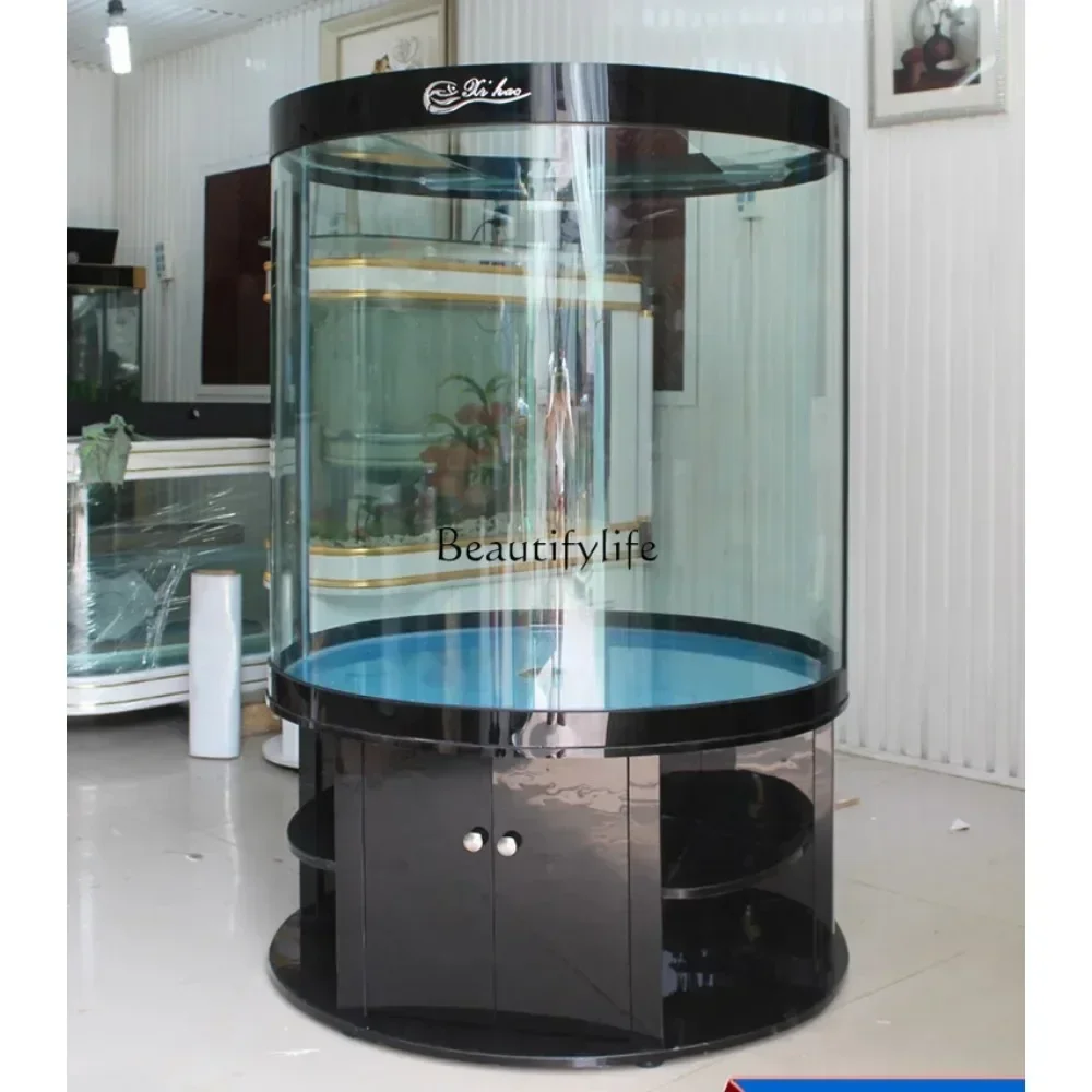 Cylindrical Fish Tank Living Room Aquarium Glass Ecological Large Bottom Filter Change Water