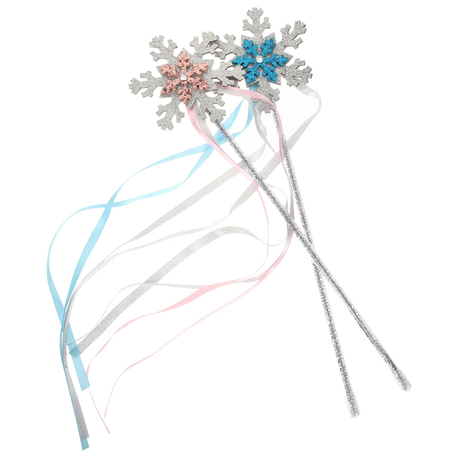 2Pcs Snowflake Wands Fairy Design Winter Party Favors for Girls Christmas Costume Photo Props Kids Celebration