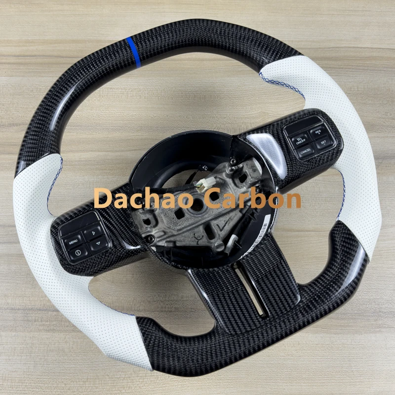 Flat Shape Real Carbon Fiber Steering Wheel For Jeep Wrangler JK 2011-2017 High Quality Leather Sport Wheel Custom Style