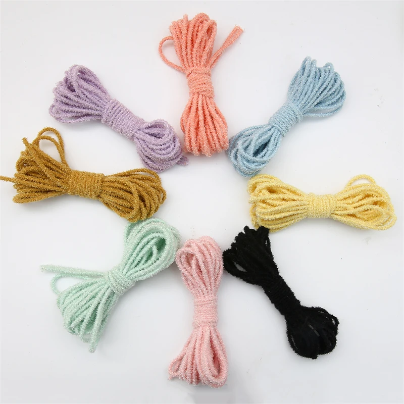 5 Meters/Lot 3mm Thick Colorful Plush Elastic Rope String Round Stretch Cord Rubber For DIY Hair Tie Accessories Sewing Supplies